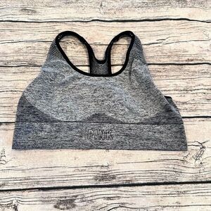 PINK Victoria's Secret Gray Racerback Seamless Sports Bra Size Medium